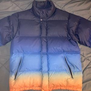 Supreme navy & orange two tone bubble coat size M
